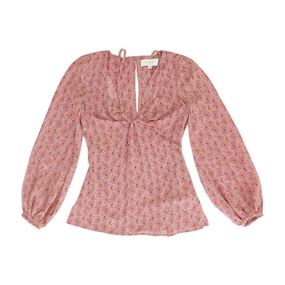 Rust Geometric Long Sleeve Blouse