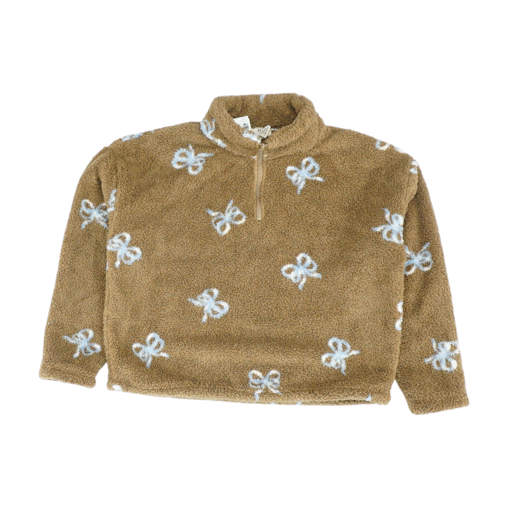 Brown Solid 1/4 Zip Pullover