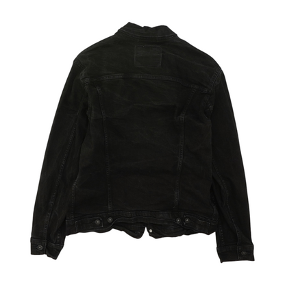 Black Solid Denim Jacket
