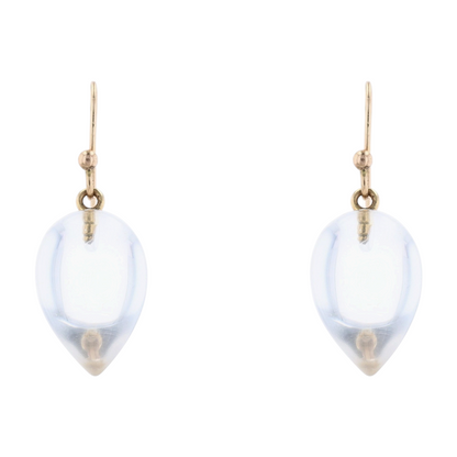 18K Yellow Gold Quartz Dangle Earrings