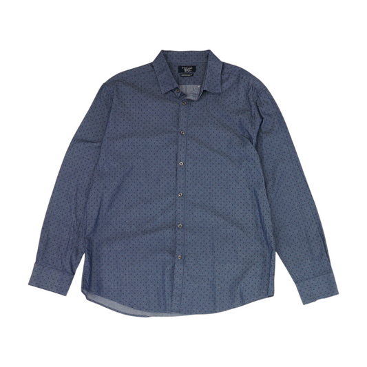 Blue Abstract Long Sleeve Button Down