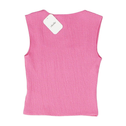 Pink Solid Sleeveless Blouse