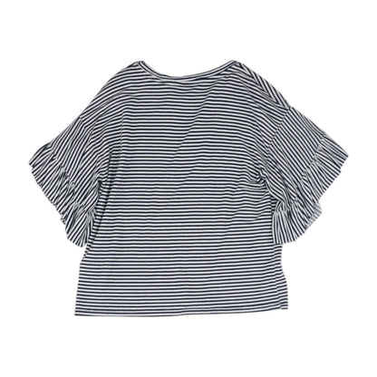 Navy Striped Short Sleeve Blouse
