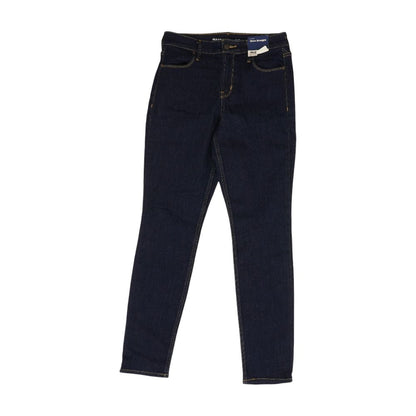 Blue Solid High Rise Straight Leg Jeans
