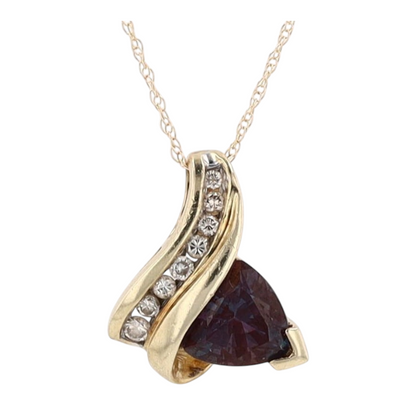 10K Yellow Gold Synthetic Alexandrite Pendant Necklace