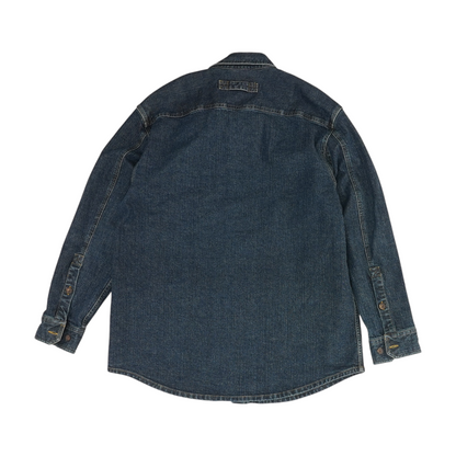 Blue Solid Long Sleeve Button Down