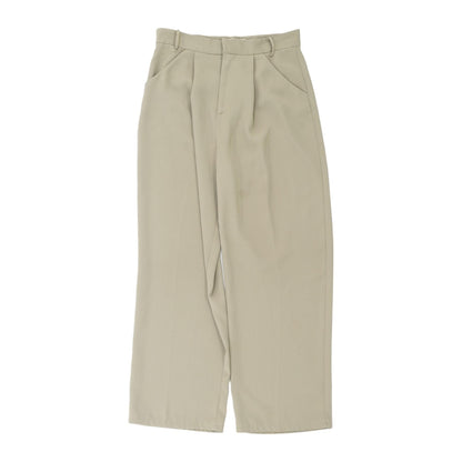 Beige Solid Dress Pants