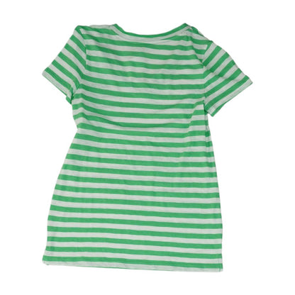 Green Striped V Neck T-Shirt