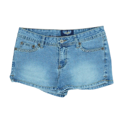 Vintage Blue Solid Denim Shorts