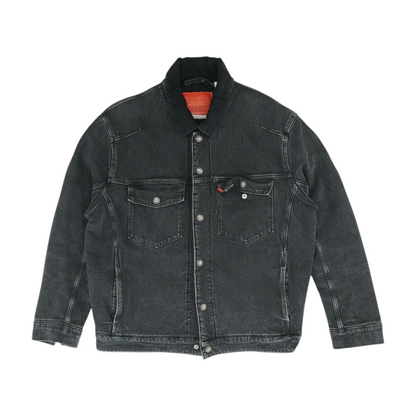 Black Solid Denim Jacket