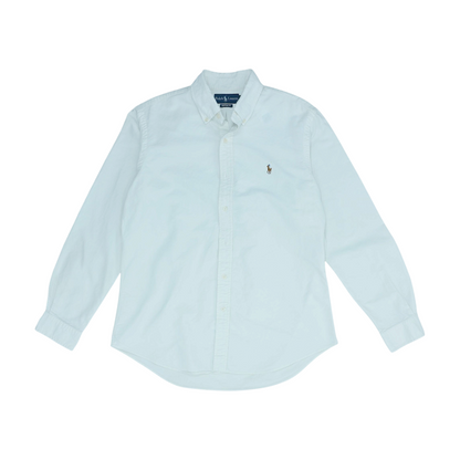 White Solid Long Sleeve Button Down