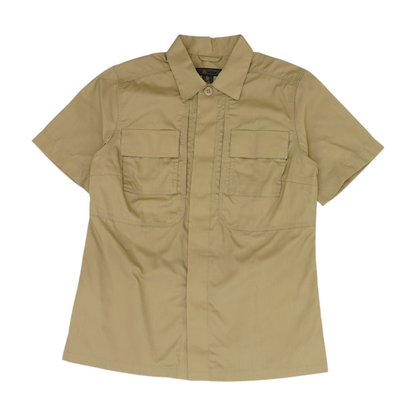Khaki Solid Short Sleeve Button Down