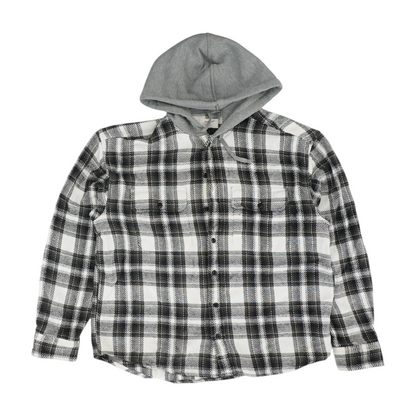 Gray Plaid Flannel Button Down