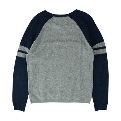 Gray Color Block Pullover Sweater