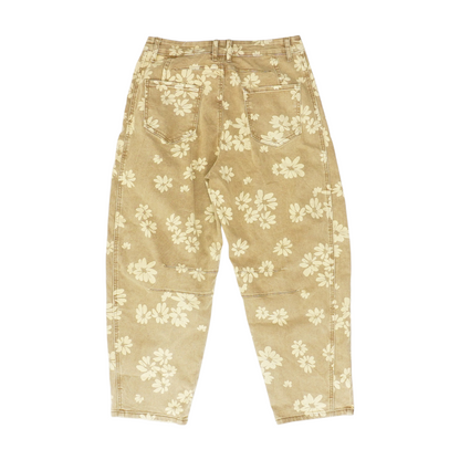 Tan Floral Jeans