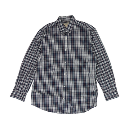 Navy Plaid Long Sleeve Button Down