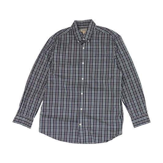 Navy Plaid Long Sleeve Button Down