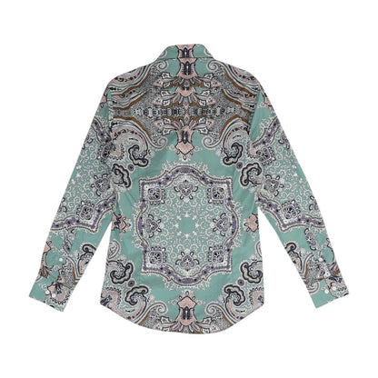 Green Paisley Long Sleeve Button Down