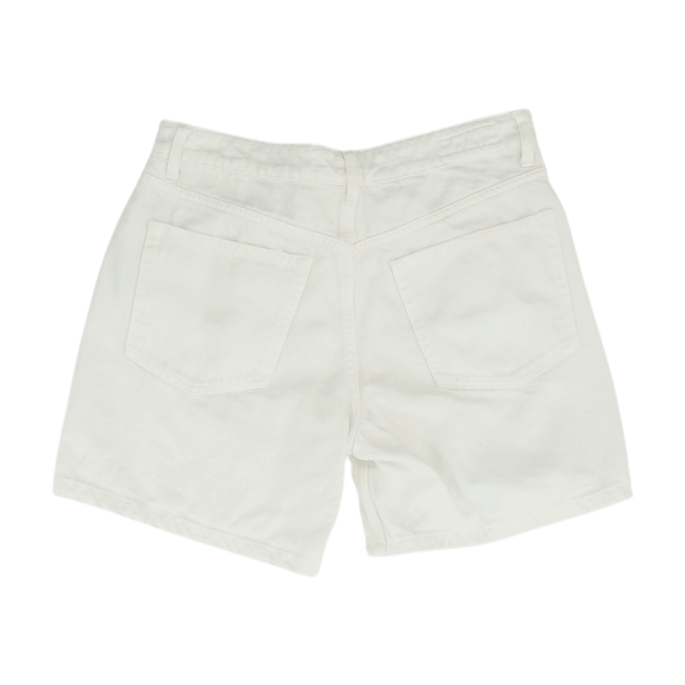 White Solid Denim Shorts