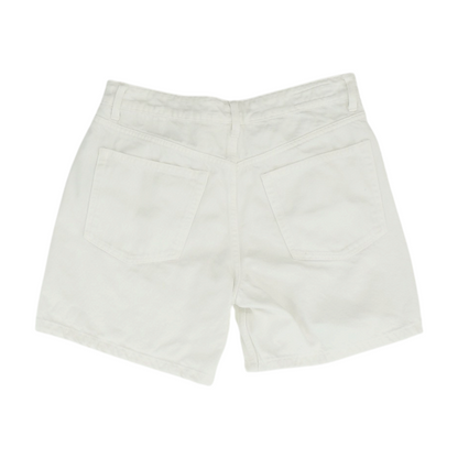 White Solid Denim Shorts
