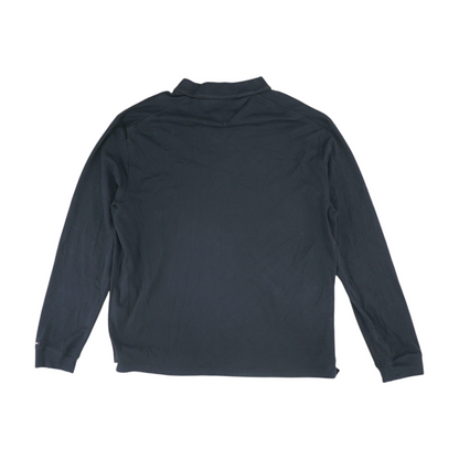 Black Solid Long Sleeve Polo