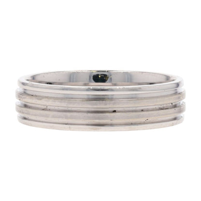 14K White Gold Grooved Band