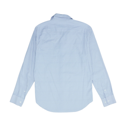 White Geometric Long Sleeve Button Down