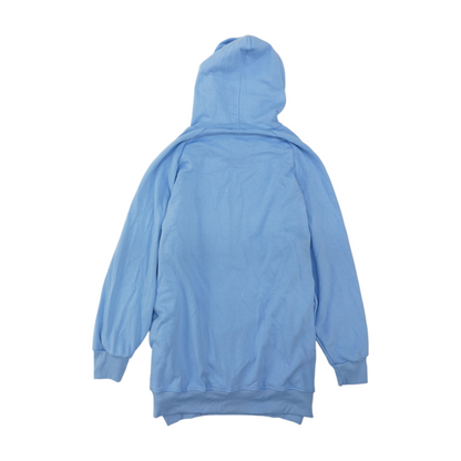 Blue Plus Size Solid Hoodie Pullover