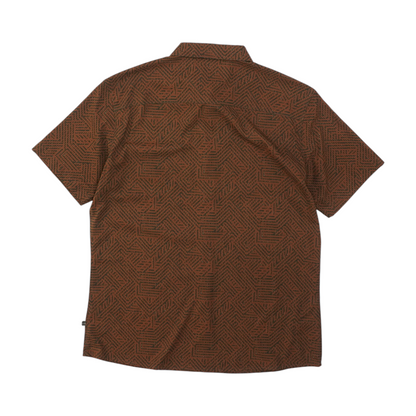 Brown Print Short Sleeve Button Down