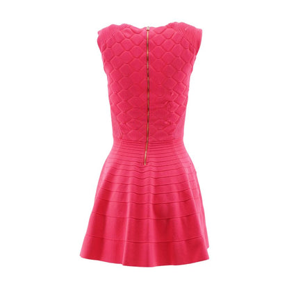 Neon Pink Solid Midi Dress