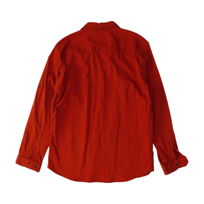 Red Solid Long Sleeve Button Down