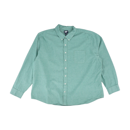 Green Solid Long Sleeve Button Down