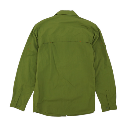 Green Solid Outdoor Button Down