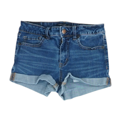 Blue Solid Denim Shorts
