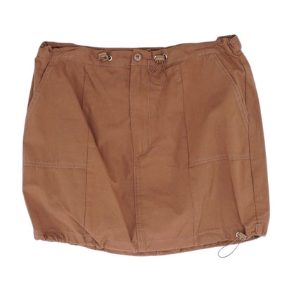 Brown Solid Mini Skirt