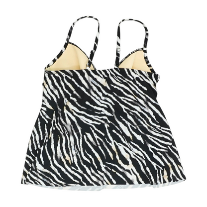 Black Animal Print Swim Top