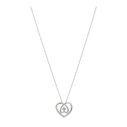 10K White Gold Diamond Pendant Necklace