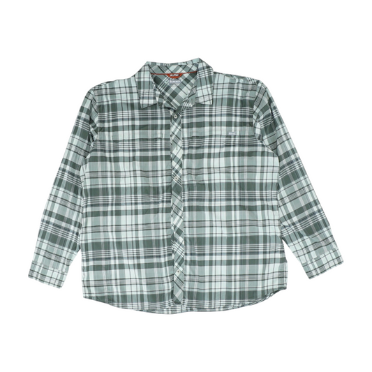 Green Plaid Long Sleeve Button Down