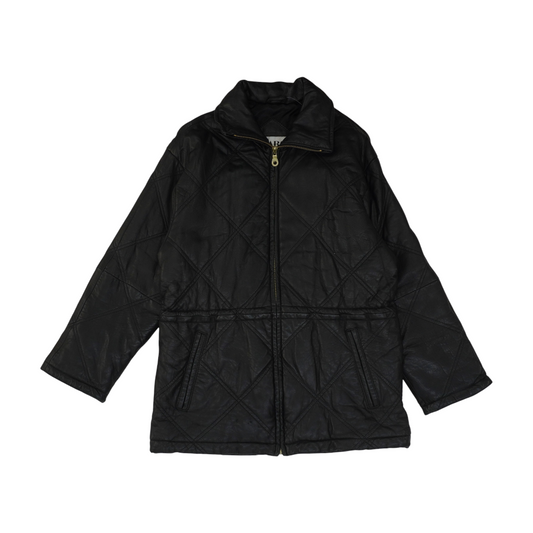 Vintage Black Solid Leather Jacket