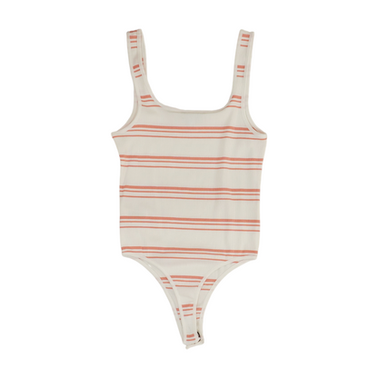 White Striped Bodysuit Blouse