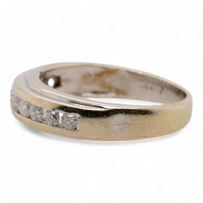 14K White Gold Channel Set Diamond Tapered Band