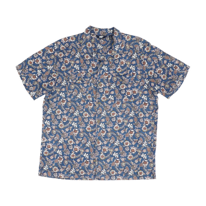 Blue Floral Short Sleeve Button Down