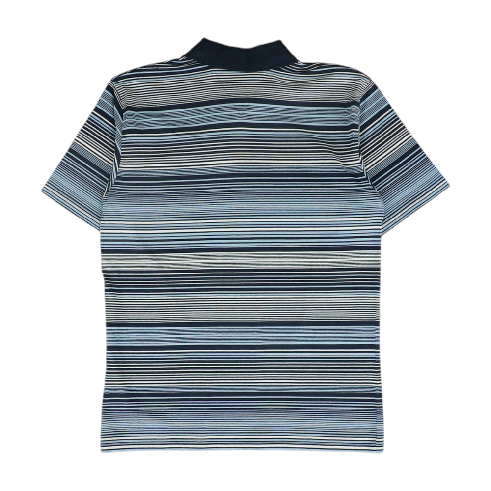 Blue Striped Short Sleeve Polo