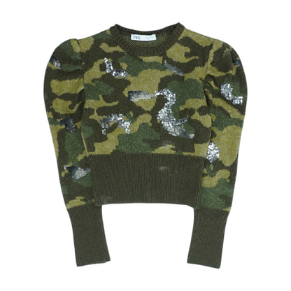 Olive Camo Pullover Sweater