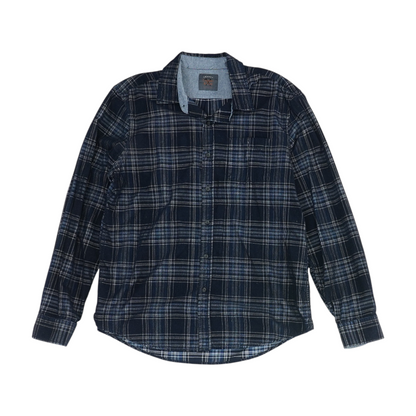 Navy Plaid Long Sleeve Button Down
