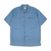 Blue Solid Short Sleeve Button Down