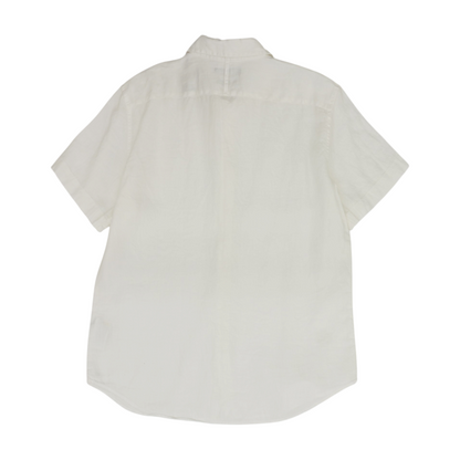 White Solid Short Sleeve Button Down