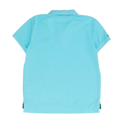 Blue Solid Short Sleeve Polo