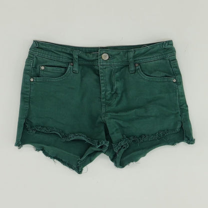 Green Solid Denim Shorts