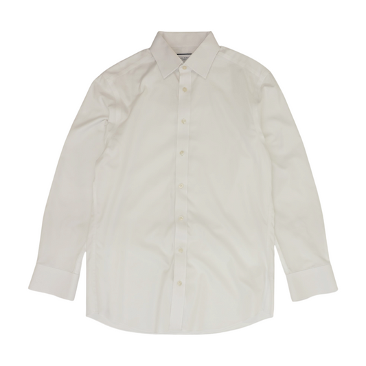 White Solid Long Sleeve Button Down